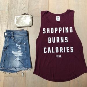 VS PINK • shopping burns calories muscle tank top